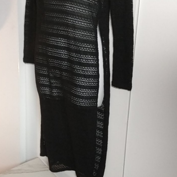 Black Open Knit Long Sleeve Maxi Dress by Ultra Flirt - Picture 3 of 13